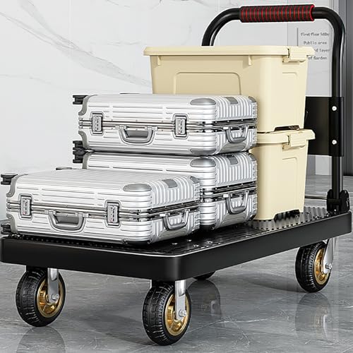 Carro de Plataforma de Alta Resistencia, Carretilla Manual de Aluminio Duradera para Transporte en garajes y almacenes, soporta hasta 150 kg.