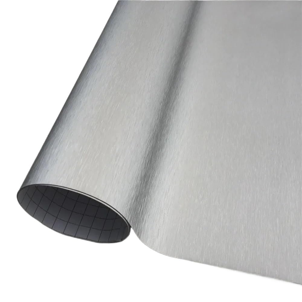 Film di vinile di fibra di carbonio autoadesivo, Pellicola avvolgente in vinile metallizzato in alluminio spazzolato for computer a motore for auto Dimensioni multiple multicolori(Silver,30x150cm)