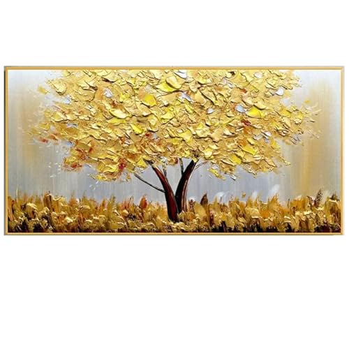Impression de plantes abstraites grand tableau mural paysage arbre doré
