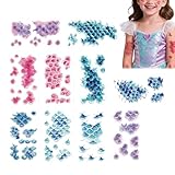 Aufkleber für den Körper – 10 Stück Dekoration aus Leder mit Fischschuppen, wasserdicht, mit Glitzer-Effekt, für Bühnenauftritte, Kostüme und Partys