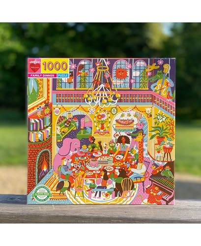 Image of eeBoo 1000 Piece Puzzle - Family Dinner Jigsaw Puzzle for Adults, Square 23 inch x 23 inch Made with Recycled Board & Vegetable-Based Ink