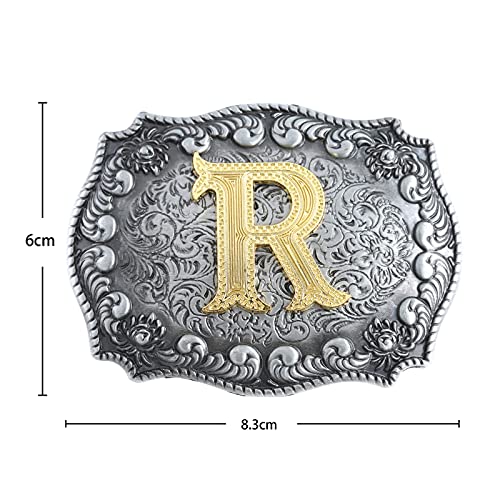 Image of HUABOLA CALYN Belt Buckle Men, Western Cowboy Rodeo Small Alphabet Letter ABCDMRJ to Z Initial Belt Buckles for Women
