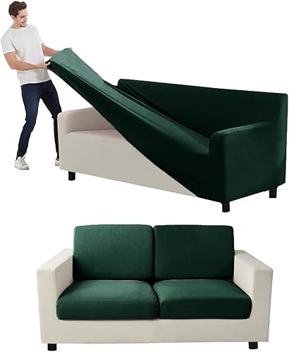 Miniatura 1 de Funda para sofá de terciopelo, funda elástica para sofá separada para funda principal, respaldos y cojines de asiento, funda para muebles de sala de