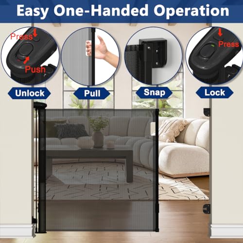 137 Inch Extra Wide Retractable Baby Gates 35″ Tall Extra Long Dog Gate Large Pet Gate Wide Opening Indoor Mesh Child Safety Gates for Dogs, Stairs, Doorways, Hallways, Outdoor (Black) 137 Inch Extra Wide Retractable Baby Gates 35″ Tall Extra Long Dog Gate Large Pet Gate Wide Opening Indoor Mesh Child Safety Gates for Dogs, Stairs, Doorways, Hallways, Outdoor (Black)