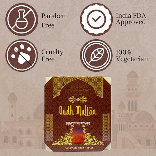 Image of NYASSA Premium Oudh Multan Handmade Natural Bathing Soap-150grm | Shea Butter, Organic Sweet Almond Oil | Oud Fragrance | Moisturizer | Smooth & Soft Skin | All Skin Type