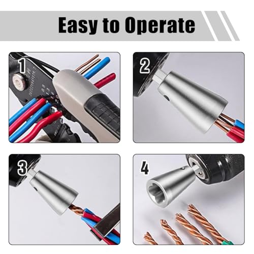 Image of Wire Twister Tool for Drill,Wire Twister Portable Wire Nut Twister Wire Twisting Tool 6mm Hex Shank Cable Quick Stripping for Power Drill (Silver-4pcs)