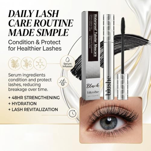 Image of Blushe Lash Serum Mascara,Blushe Growth Serum Mascara (2PCS) | New Metal Wand Mascara,Volume & Length Without Clumping for Dramatic Moments, Daily Lash Care Routine, Easy Everyday Use