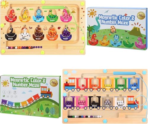 Kaisibum 2 Stück Magnetspiel Labyrinth Montessori Spielzeug ab 3 4 5 Jahren Lernspiele Motorikspielzeug Klassifizierung der Farben Kinderspielzeug Geschenk für Jungen und Mädchen
