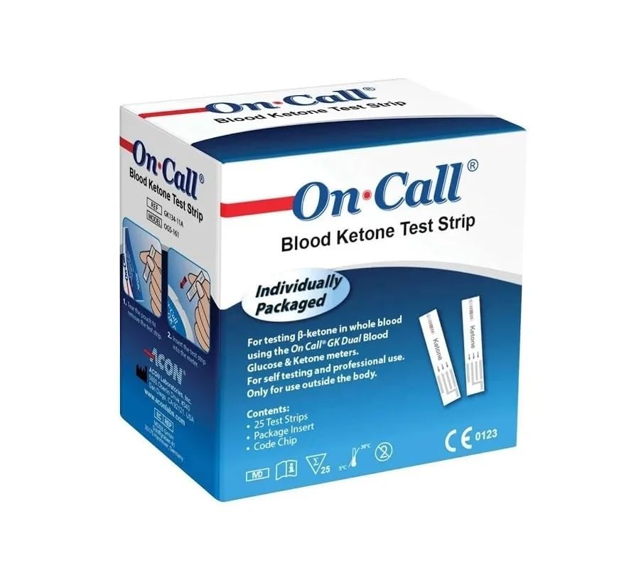 On Call GK Dual Blood Ketone Testing Strips, 25 Ketone Strips