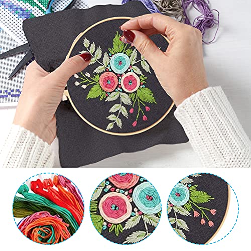 image for Nuberlic 3 Pack Embroidery Kit for Adult Crafts Cross Stitch Kits Incl