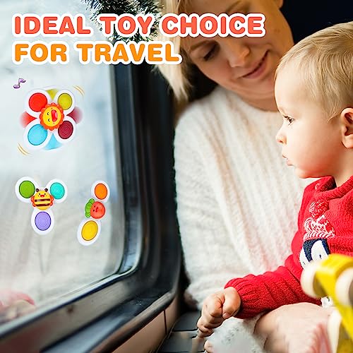 Saugnapf Spielzeug Baby 3 StüCk Fidget Spinner Suction Cup Fenster Baby Toy Kreisel Spinneys Badewannenspielzeug Für Flugreisen Drehspielzeug Sensory Lernspielzeug Kinder Spinning 1 2 3 4 5 6 Jahre – Bild 7