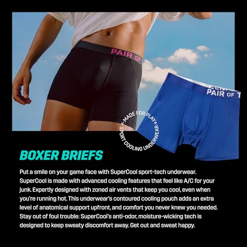 Pair of Thieves Men's SuperCool Long Boxer Brief Underwear with Vents, Supportive Pouch & Moisture-Wicking Anti-Odor Tech3