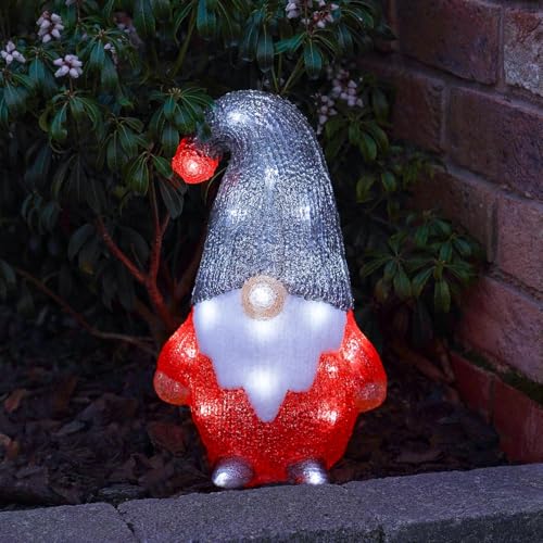 Festive Lights 30cm LED Weihnachtsfigur aus Acryl Wichtel weiße LEDs...
