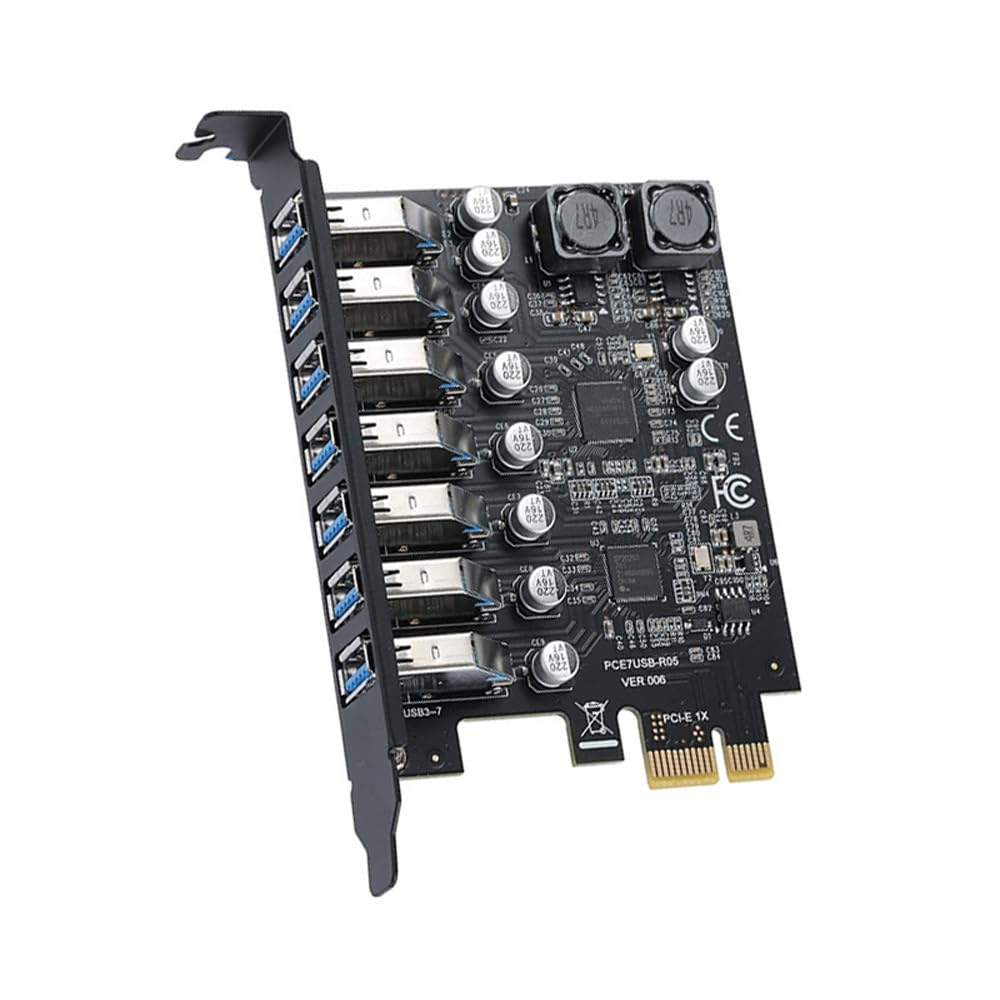 Carte Adaptateur USB 3.2 7 Ports Pour Contrôleur Avant, PCI-E Express, Extension PCIe Interne - Connexion 7 Appareils Pour Windows XP/7/8/10/11/Linux