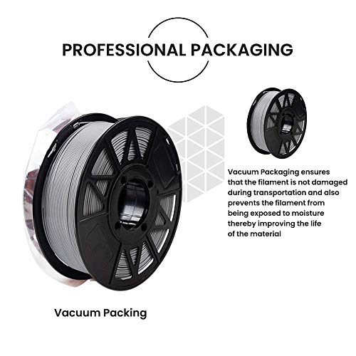 Image of Tesseract Premium PLA + 1.75mm 3D Printing Filament | Dimensional Accuracy + /- 0.03mm | Compatible with Most FDM Printers | 1 KG 3D Printer Filament - PLA Grey (Quantity 5)