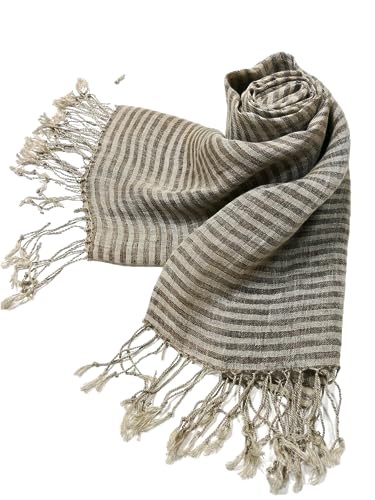 Image of Shanlin Unisex Natural Color 100% Linen Scarves for Men and Women