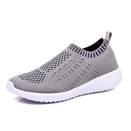 TIOSEBON Women's Slip On Walking Tennis Shoes Casual Mesh-Comfortable Work Workout Running Sneakers 6 US Gray