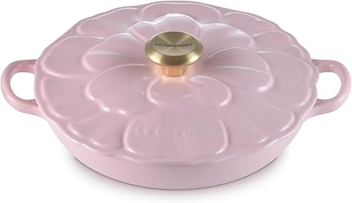 Enameled Cast Iron Signature Petal Braiser, 2.25 qt., Chiffon Pink w/Light Gold Knob