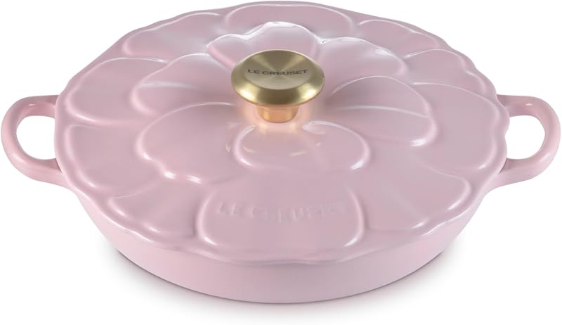 Enameled Cast Iron Petal Braiser, 2.25 qt., Chiffon Pink
