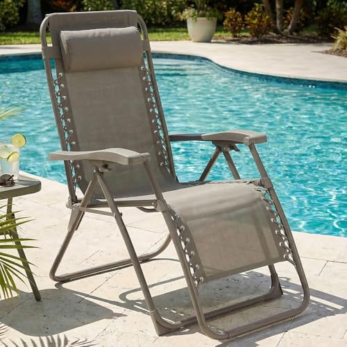 CASABEL Chaise Pliante Zéro Gravité, Fauteuil extérieur inclinable, Confortable, Acier Anti‑Rouille et Toile Textilene résistante, idéal Bain de Soleil,...
