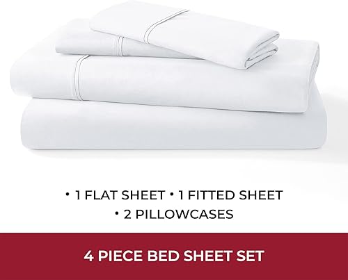 Miniatura 10 de Mellanni - Juego de sábanas y fundas de almohada de 4 piezas de 100% algodón orgánico satinado de 400 hilos, con bolsillos profundos, adecuado para