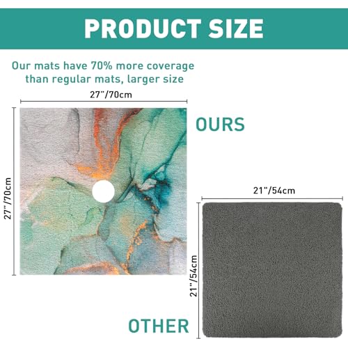 Image of Square Shower Mat Non Slip: 27 x 27 Inch Large Shower Mats with Drain Hole in Middle - PVC Loofah Anti Slip Shower Floor Matt for Inside Shower