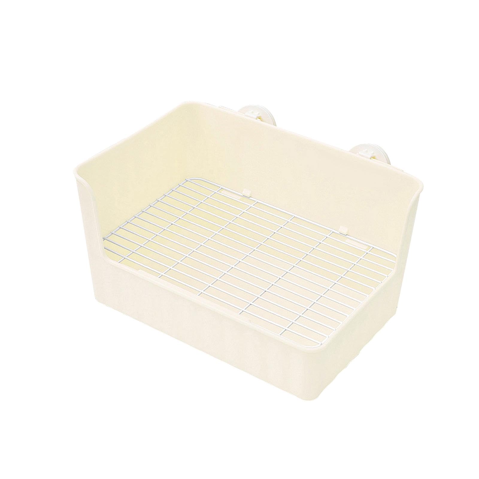 Bac à litière pour lapin F Fityle en blanc avec grille amovible