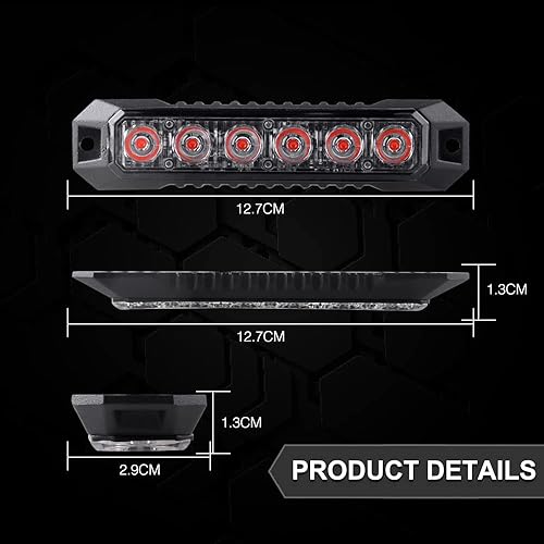 Miniatura 4 de 6 luces LED intermitentes de emergencia estroboscópicas de advertencia para automóviles de 12-24 V, camiones, vehículos, SUV, camioneta,