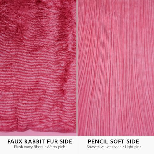 Image of Signature 3-Ply Faux Rabbit Fur Blanket King Size | Ultra Soft Heavy Weight Quilt-Feel Blanket | 6kg Luxury Winter Comforter for Bed Ideal for Heavy Winters (Rose Whisper)