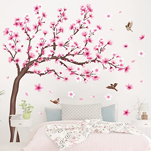 DECOWALL SG4-2306 Large Cherry Blossom Tree Wall Stickers Pink Flower Tree Branch Wall Decals Living Room Bedroom Nursery Home Decor (Tree H: 141cm) - Image 3