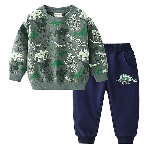 GFQLONG Toddler Baby Boy Fall Winter Sweatshirt Outfit Clothes Long Sleeve Pullover Tops Joggers Pants Set