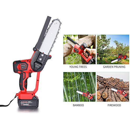 BLUESTAMEN 8 Inch Cordless Battery Powered Chainsaw (2 Battery Included)