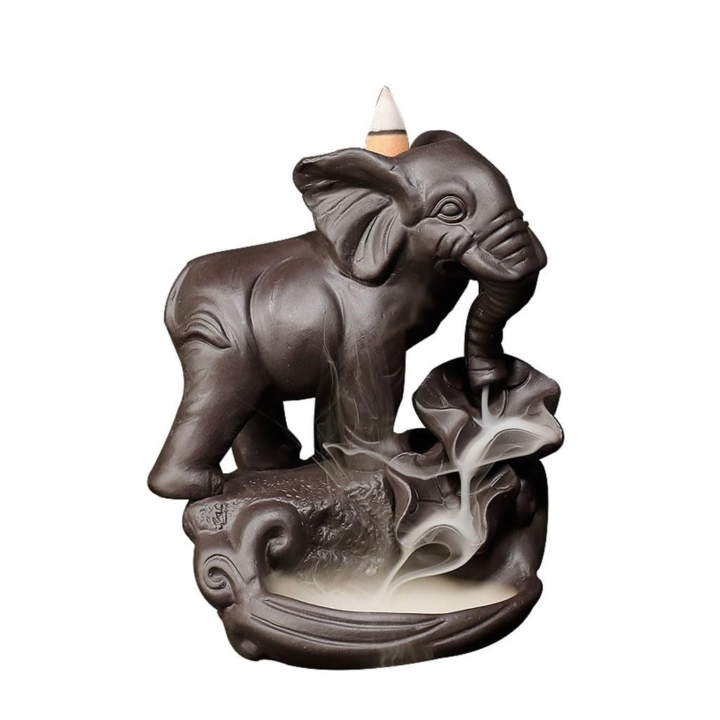 Brûleur d'encens éléphant argile violette reflux déco maison