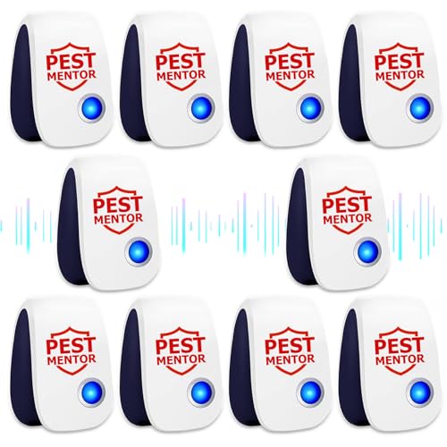Repelente ultrasónico de insectos para interiores, para cucarachas, ratones, insectos, mosquitos, ratones, arañas, control electrónico de plagas para casa, garaje, almacén, hotel, 10 paquetes