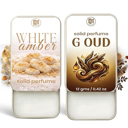 Image of Dr.Mashur Solid Perfume |G oud&White amber Alcohol Free Wax Perfume Balm, Long Lasting | Pocket Tin 12g, Pack Of 2| Non Greasy Smooth Glide, Travel Friendly Men And Women