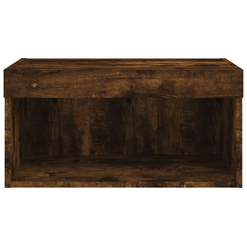 vidaXL Meuble TV avec lumières LED chêne fumé 60x30x30 cm