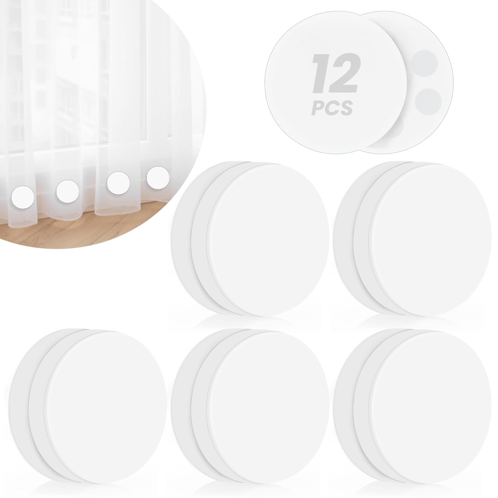 12 Pack Shower Curtain Weights, Rubber Covered Magnetic Curtain Weights, Shower Magnets for Curtain Liner Prevent from Blowing Around, Work for Drapery, Flag, Tablecloth (6 Pairs)