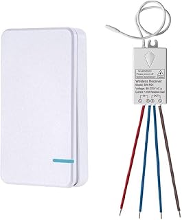 Thinkbee MINI Wireless Light Switch Kit, Quick Create or Relocate On/Off Switch for In-/Outdoor Lamp up to 1000W, No Wiring/Easy-installing/Portable/Waterproof Switch Remote Control Up to 1300ft, A