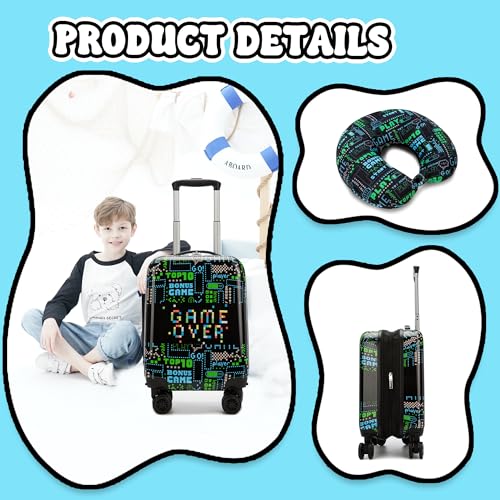 Suitcase for Kids 16inch Car Luggage Set for Boys Travel Suitcase Hard Shell Luggage Sets with Spinner Wheels Carry on Luggage Airline Approved4