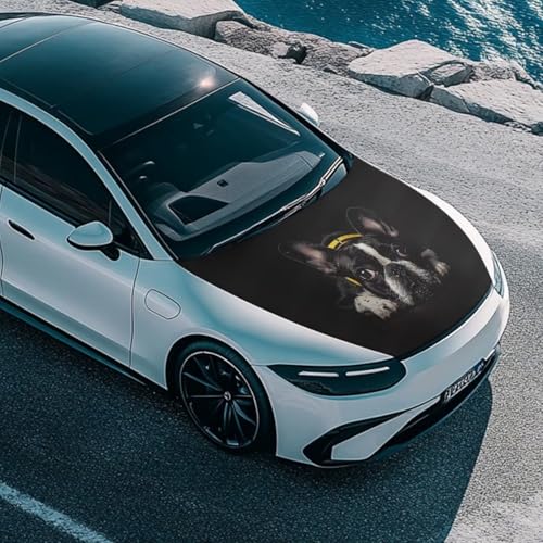 Image of Car Hood Cover, 59x39 Inch Stretchable Car Hood Wrap Blankets Cute Dog Auto Outdoor Decorations Accessories for Compact SUV Sedans Trucks