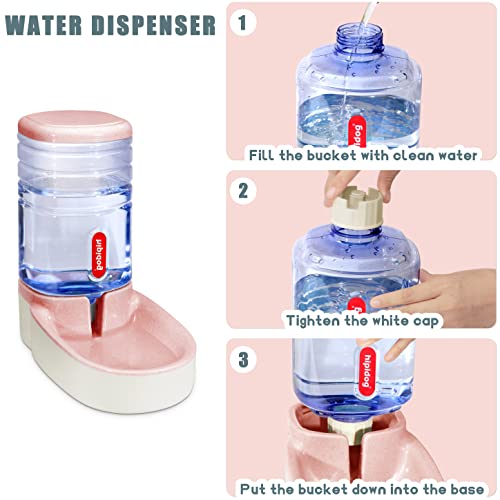 Uniquefit Pets Cats Dogs Automatic Waterer And Food Feeder 3.8 L With 1 Water Dispenser And 1 Pet Automatic Feeder (Light Pink) #TOP4