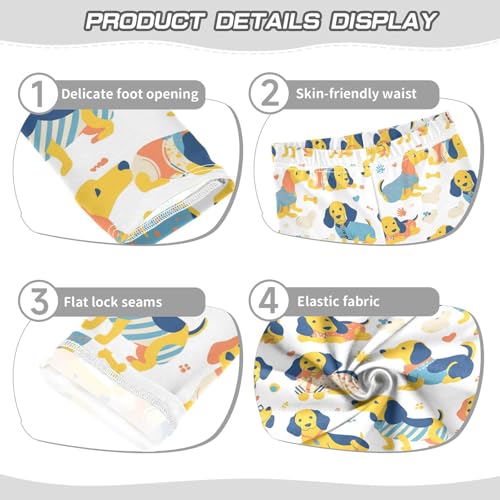 KLL Dachshund Dreams of A Bone Little Girls Cotton Pants Stretch Full Length Activewear Sports3