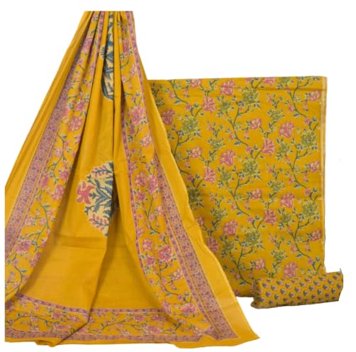 Image of NISHIRE Women's Cotton Printed Unstitched Salwar Suit Dress Material With Dupatta