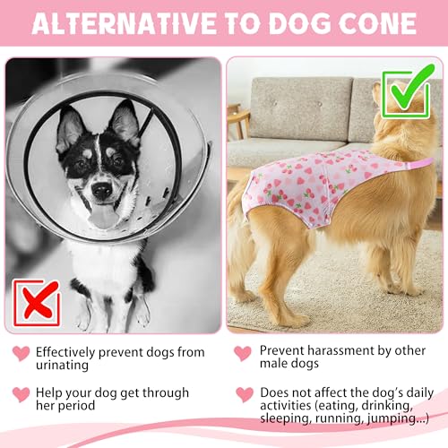Image of Dog Diaper Suspenders Washable Diapers, Large Female Doggy Period Diapers for Heat, Escape Proof Sanitary Panties with Adjustable Straps, Pet Period Outfit Pee Diaper Onesie Underwear,Pink M