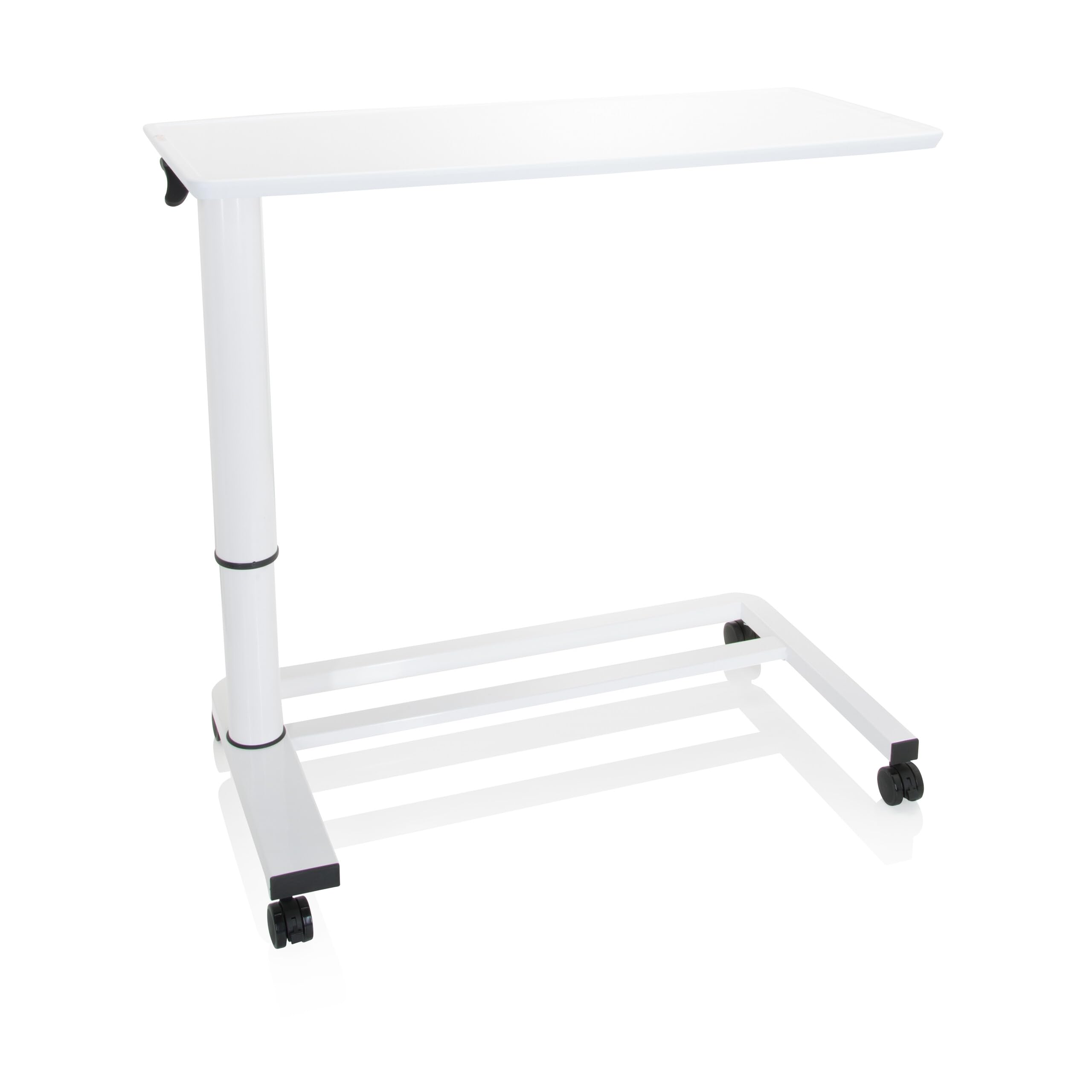 hjh OFFICE 830054 Sitz-Stehtisch höhenverstellbar Stand II Weiß Beistelltisch mit Gasfeder & Rollen, Höhe bis 107 cm