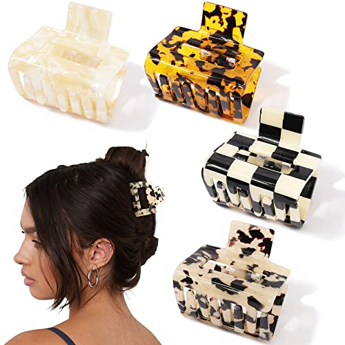 4 Pack Tortoise Claw Hair Clips - 2" Small to Medium Clips for Thin to Thick Hair, Cute Styling Accessories for Women