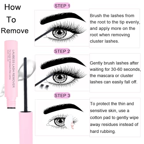 Image of Lash Extension Kit LAUBESS Lash Clusters Kit Cluster Eyelash Extensions Kit Eyelash Clusters Lash Bond and Seal Waterproof Tweezers Brush Lash Glue Remover (Kit 40D-C-Mix8-14)