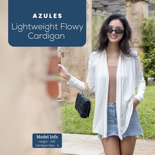Image of Azules Long Sleeve Womens Cardigan, Thin Flowy Rayon Sweater Lightweight Cardigan for Casual or Dressy Outfits