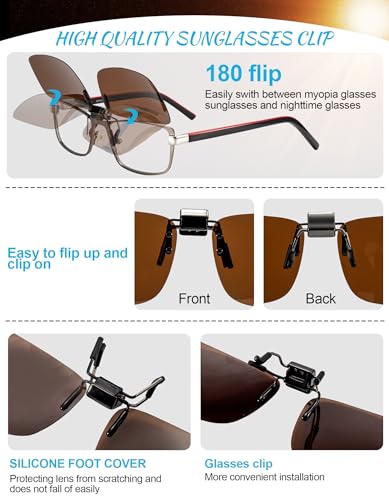 Image of OCCI CHIARI Polarized Flip-up Clip-on Sunglasses for Eyeglasses for Men and Women Outdoor /Driving UV400