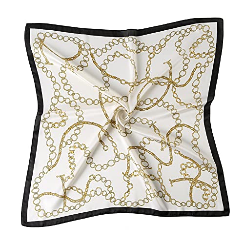 JN&LULU Silk Like Scarf Women's Fashion Pattern Large Square Satin Headscarf 27 x 27inches2